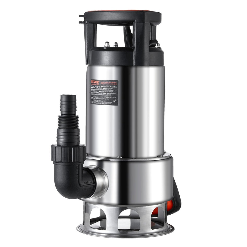 VEVOR 1HP Sump Pump, 4020GPH, 30FT Lift Stainless Steel Submersible Sludge Pump with 26FT Power Cord Automatic ON/OFF Float Switch, Drain Clean/Dirty Water for Basement Flood Pool Pond Garden Hot Tub