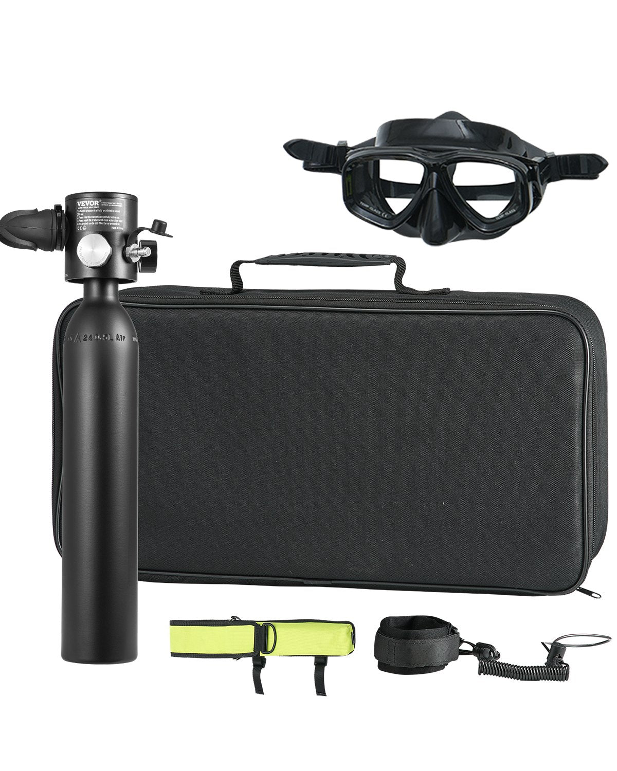 VEVOR 0.5L Scuba Tank 98.43 ft Diving Depth Lung Tank with Pump for Exploration