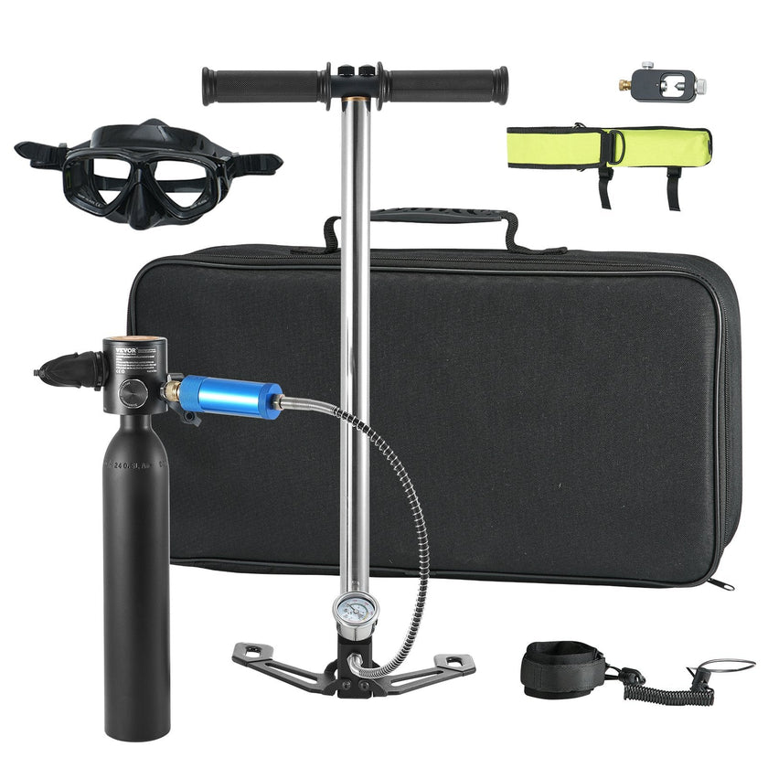 VEVOR 0.5L Scuba Tank 98.43 ft Diving Depth Lung Tank with Pump for Exploration