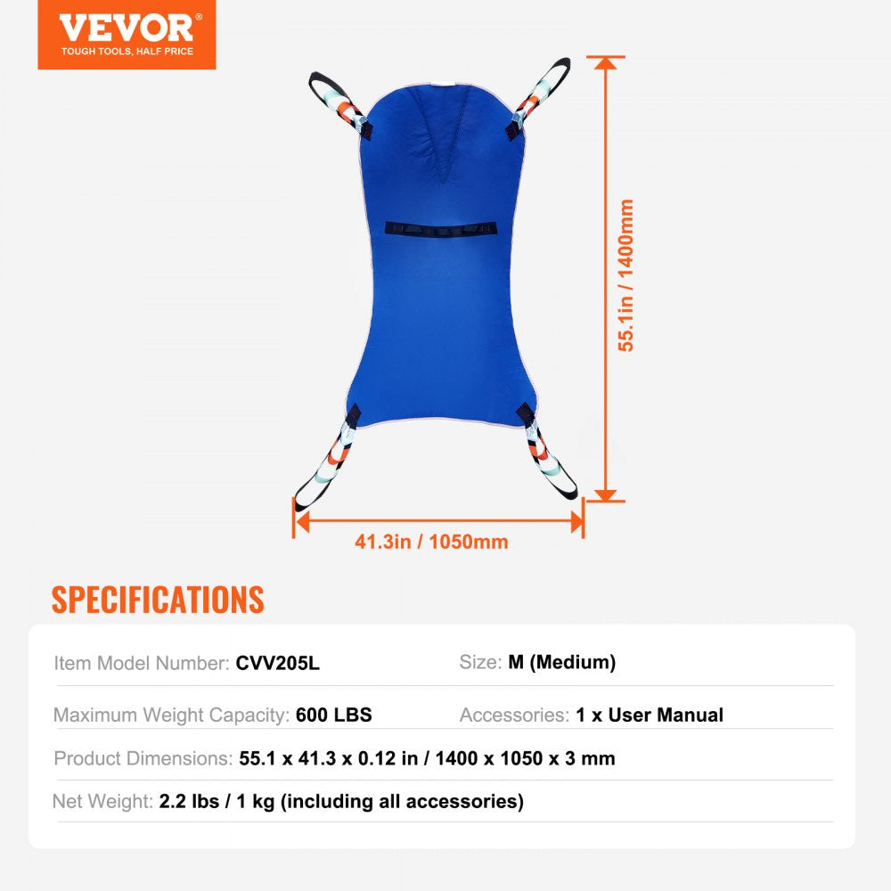 VEVOR Universal Full Body Patient Lift Sling M-Size Patient Lift Medical Aid Sling