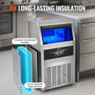 VEVOR Commercial Ice Maker, 90lbs/24H, Ice Maker Machine, 45 Ice Cubes in 12-15 Minutes, Freestanding Cabinet Ice Maker with 24lbs Storage Capacity LED Digital Display, for Bar Home Office Restaurant