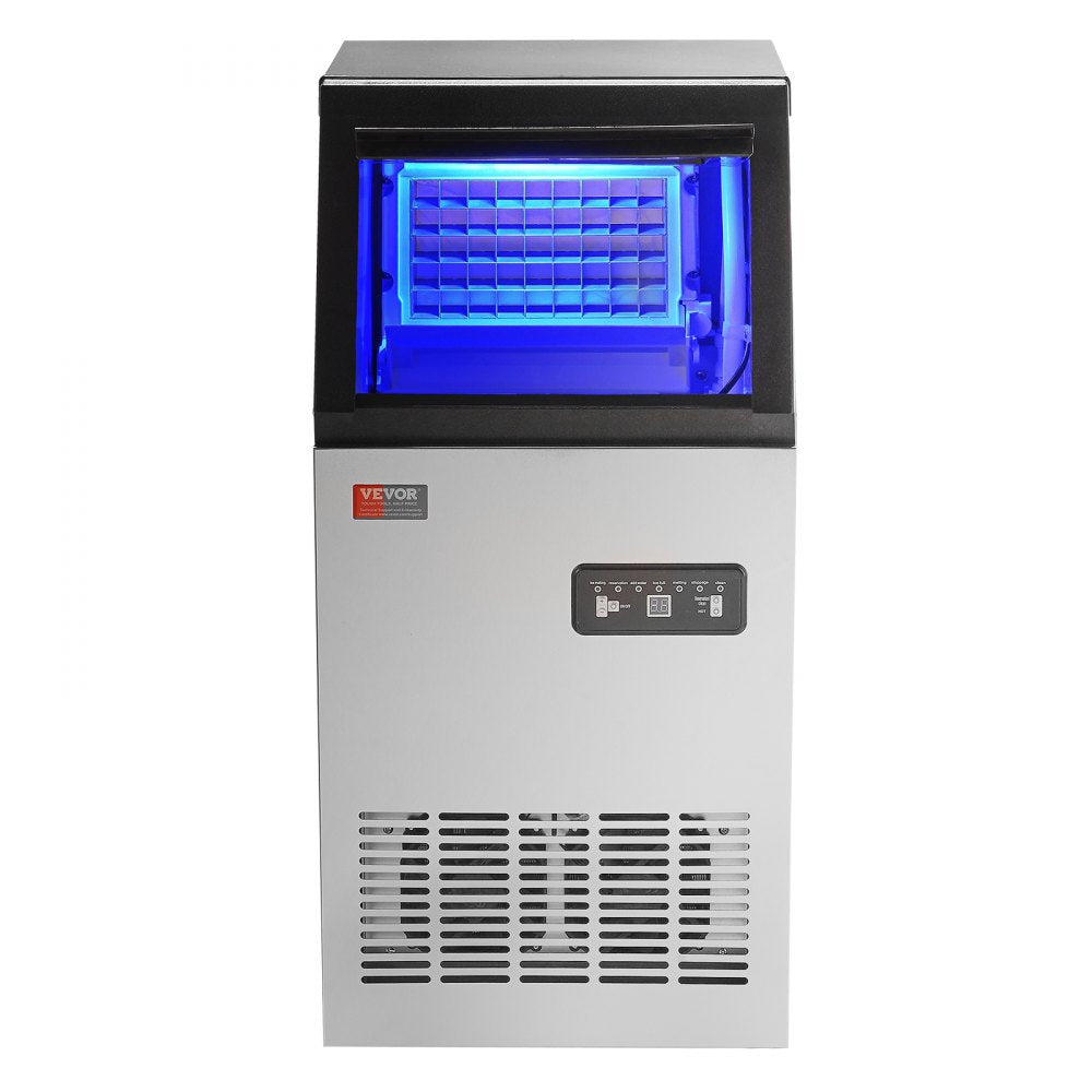 VEVOR Commercial Ice Maker, 80lbs/24H, Ice Maker Machine, 40 Ice Cubes in 12-15 Minutes, Freestanding Cabinet Ice Maker with 27.5lbs Storage Capacity LED Digital Display,for Bar Home Office Restaurant