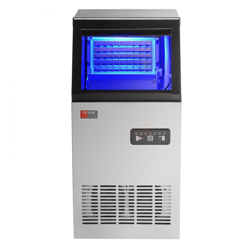 VEVOR Commercial Ice Maker, 80lbs/24H, Ice Maker Machine, 40 Ice Cubes in 12-15 Minutes, Freestanding Cabinet Ice Maker with 27.5lbs Storage Capacity LED Digital Display,for Bar Home Office Restaurant