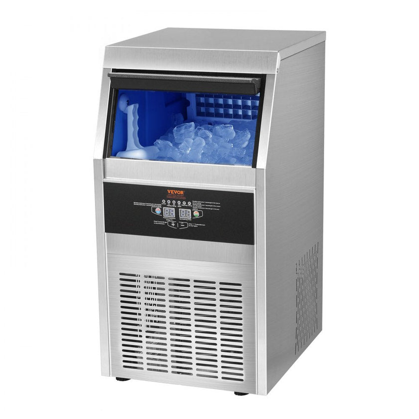 VEVOR Commercial Ice Maker, 80lbs/24H, Ice Maker Machine, 40 Ice Cubes in 12-15 Minutes, Freestanding Cabinet Ice Maker with 24lbs Storage Capacity LED Digital Display, for Bar Home Office Restaurant