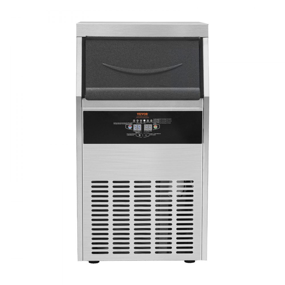 VEVOR Commercial Ice Maker, 110lbs/24H, Ice Maker Machine, 60 Ice Cubes in 12-15 Minutes, Freestanding Cabinet Ice Maker with 33lbs Storage Capacity LED Digital Display, for Bar Home Office Restaurant