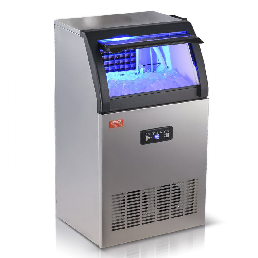 VEVOR Commercial Ice Maker, 110lbs/24H, Ice Maker Machine, 50 Ice Cubes in 12-15 Minutes, Freestanding Cabinet Ice Maker with 33lbs Storage Capacity LED Digital Display, for Bar Home Office Restaurant