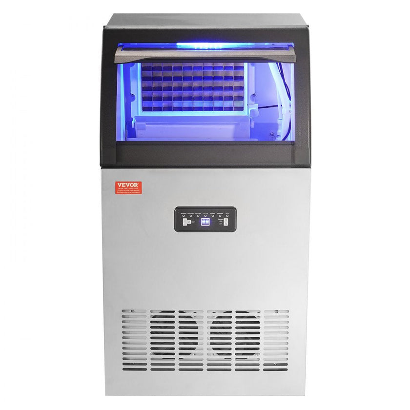 VEVOR Commercial Ice Maker, 110lbs/24H, Ice Maker Machine, 50 Ice Cubes in 12-15 Minutes, Freestanding Cabinet Ice Maker with 33lbs Storage Capacity LED Digital Display, for Bar Home Office Restaurant