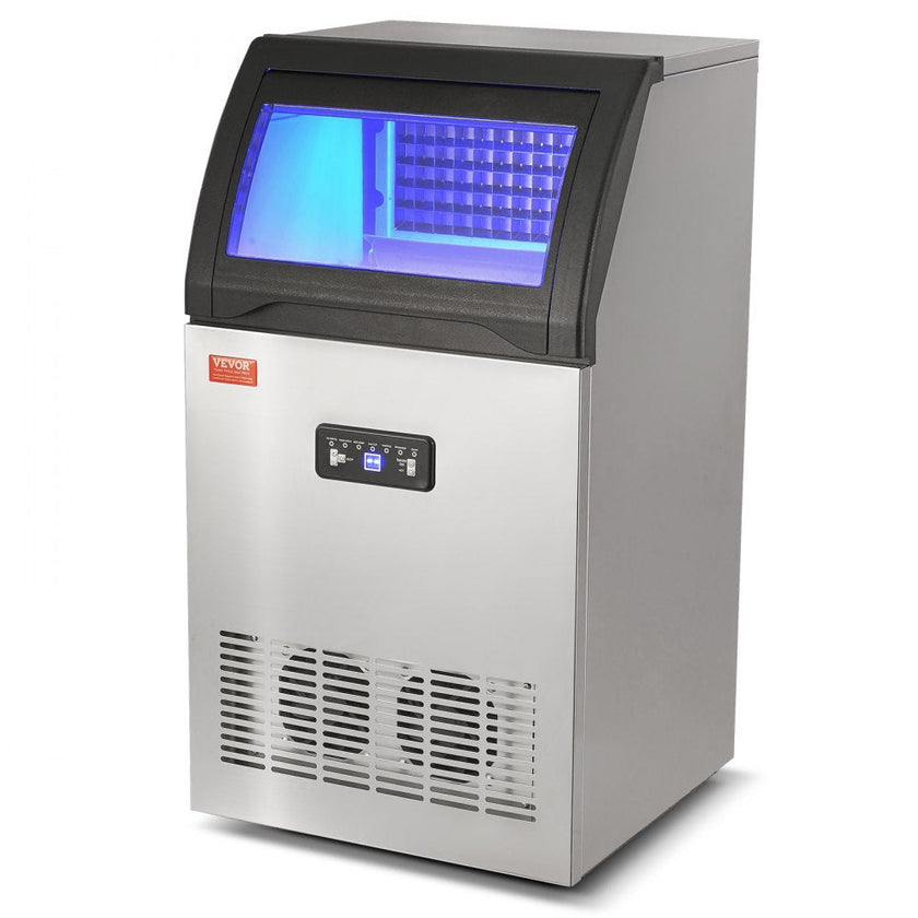 VEVOR Commercial Ice Maker, 110lbs/24H, Ice Maker Machine, 50 Ice Cubes in 12-15 Minutes, Freestanding Cabinet Ice Maker with 33lbs Storage Capacity LED Digital Display, for Bar Home Office Restaurant