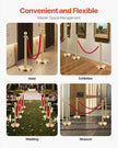 VEVOR 4 Pcs Gold Stanchion Post 2 Red Velvet Ropes Sand Injection Hollow Base