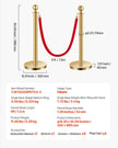 VEVOR 4 Pcs Gold Stanchion Post 2 Red Velvet Ropes Sand Injection Hollow Base