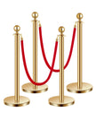 VEVOR 4 Pcs Gold Stanchion Post 2 Red Velvet Ropes Sand Injection Hollow Base