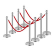 VEVOR 8 Pcs Silver Stanchion Post 4 Red Velvet Ropes Sand Injection Hollow Base