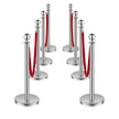 VEVOR 8 Pcs Silver Stanchion Post 4 Red Velvet Ropes Sand Injection Hollow Base