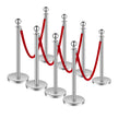 VEVOR 8 Pcs Silver Stanchion Post 4 Red Velvet Ropes Sand Injection Hollow Base