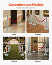 VEVOR 4 Pcs Silver Stanchion Post 2 Red Velvet Ropes Sand Injection Hollow Base
