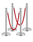 VEVOR 4 Pcs Silver Stanchion Post 2 Red Velvet Ropes Sand Injection Hollow Base