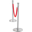 VEVOR Stanchion Post with Velvet Rope, 4-Pack Crowd Control Stanchion with 2PCS 5FT Red Velvet Ropes, Stainless Steel Queue Barrier Line Divider with Fillable Plastic Base, Ball Top for Wedding Museum