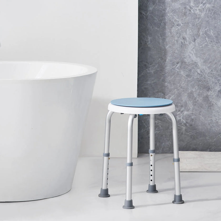 VEVOR Shower Chair 360 Degree Rotating, Adjustable Height Shower Stool Seat, Bath Chair for Inside Shower or Tub, Non-Slip Bench Bathtub Seat Stool for Elderly Disabled Handicap, 300 lbs Capacity