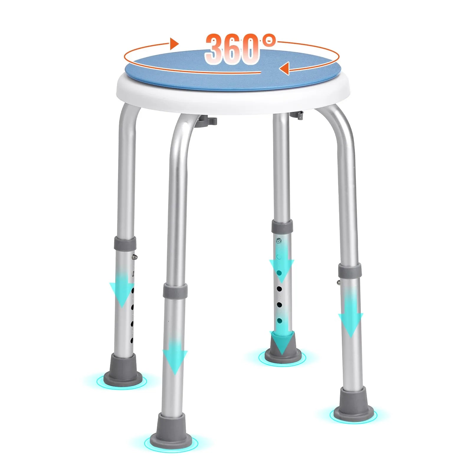 VEVOR Shower Chair 360 Degree Rotating, Adjustable Height Shower Stool Seat, Bath Chair for Inside Shower or Tub, Non-Slip Bench Bathtub Seat Stool for Elderly Disabled Handicap, 300 lbs Capacity