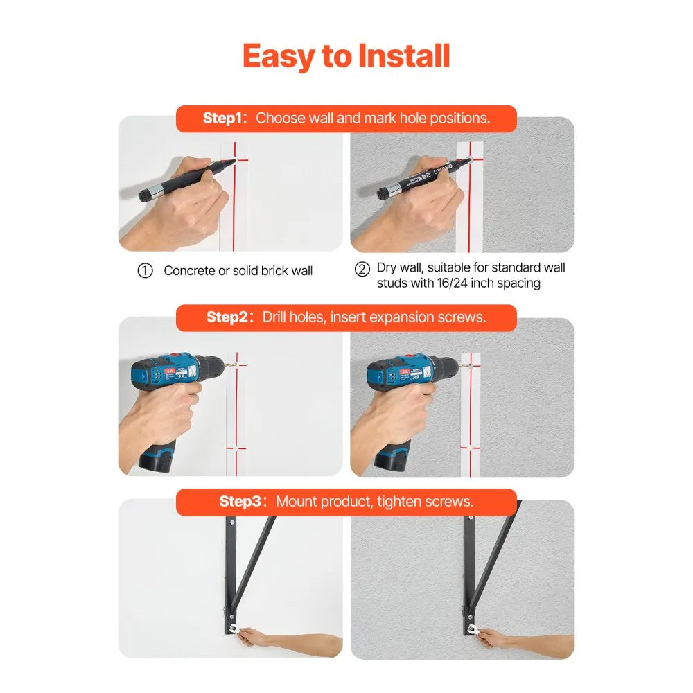 VEVOR Pull Up Bar Wall Mounted Heavy Duty Chin Up Bars Home Gym Adjustable Depth