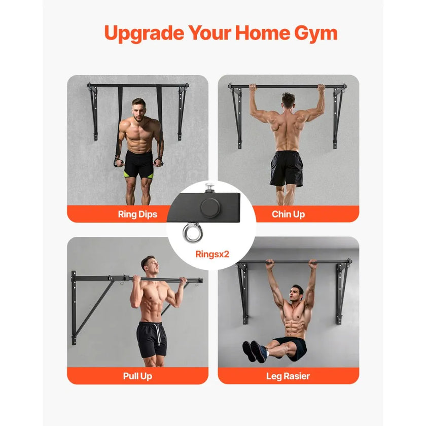VEVOR Pull Up Bar Wall Mounted Heavy Duty Chin Up Bars Home Gym Adjustable Depth