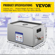 VEVOR Digital Ultrasonic Cleaner 22L Ultrasonic Cleaning Machine 40kHz Sonic Cleaner Machine 316 & 304 Stainless Steel Ultrasonic Cleaner Machine with Heater & Timer for Cleaning Jewelry Glasses Watch