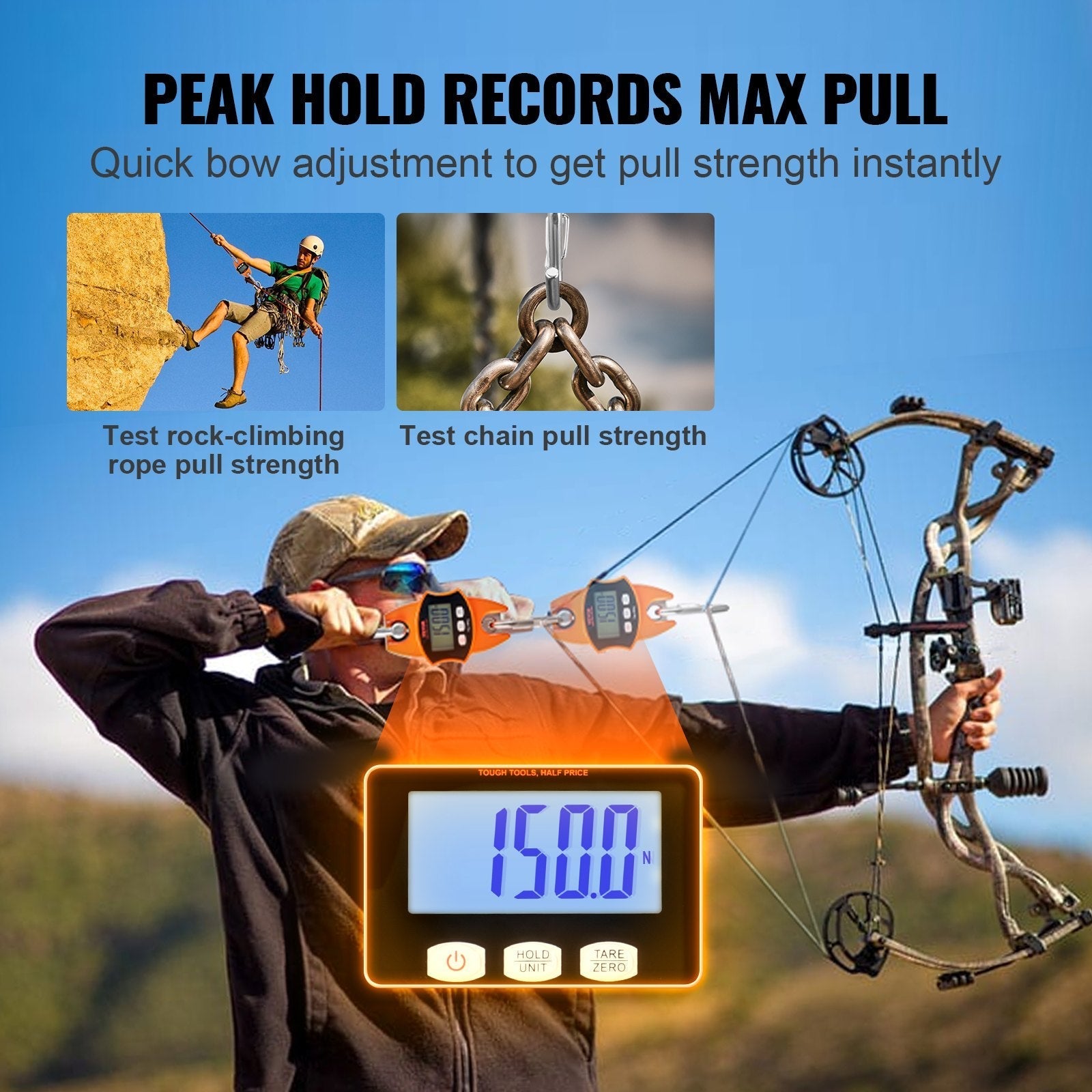 VEVOR Digital Crane Scale, 880 lbs/400 kg, Industrial Heavy Duty Hanging Scale with Cast Aluminum Case & LCD Screen, Handheld Mini Crane with Hooks for Farm, Hunting, Fishing, Outdoor, Garage (Orange)