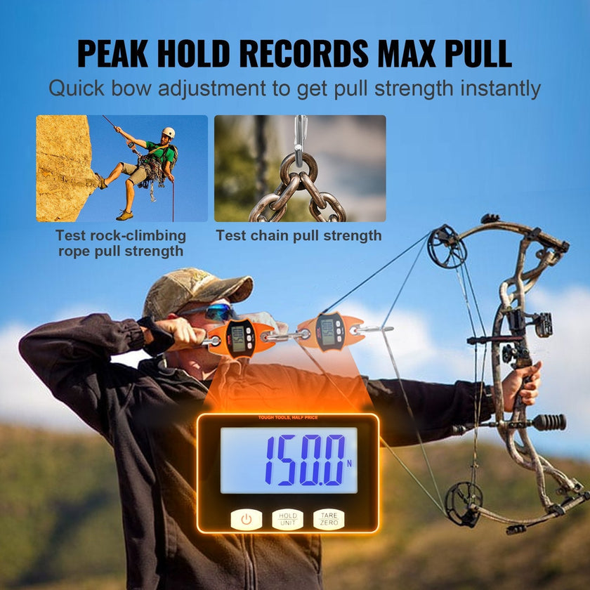 VEVOR Digital Crane Scale, 880 lbs/400 kg, Industrial Heavy Duty Hanging Scale with Cast Aluminum Case & LCD Screen, Handheld Mini Crane with Hooks for Farm, Hunting, Fishing, Outdoor, Garage (Orange)