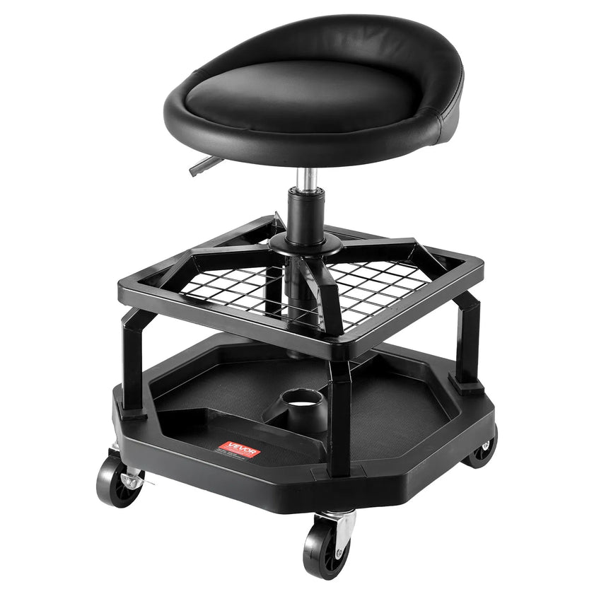 VEVOR Rolling Shop Stool Adjustable Height Garage Seat 300 lbs Load with Caster