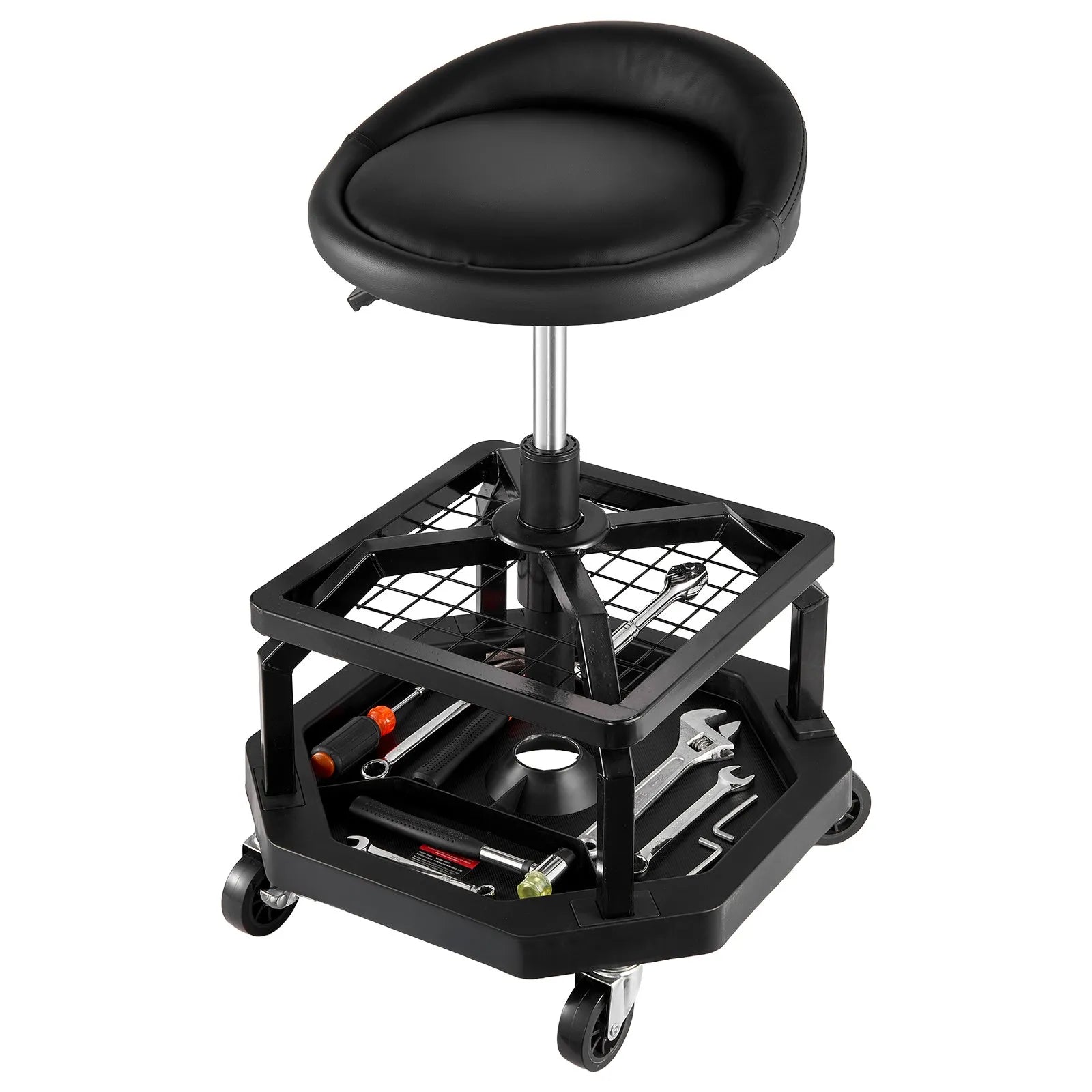 VEVOR Rolling Shop Stool Adjustable Height Garage Seat 300 lbs Load with Caster
