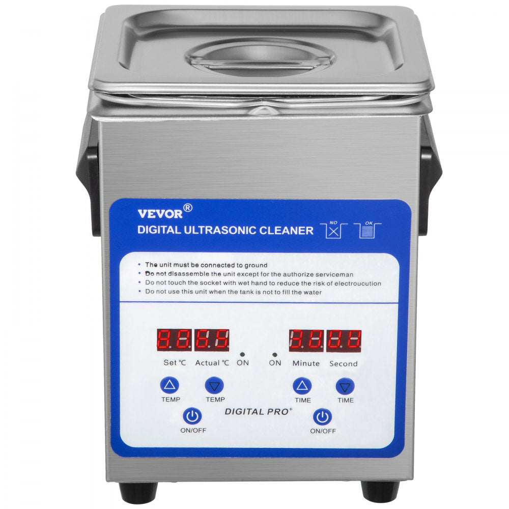 VEVOR Digital Ultrasonic Cleaner 2L Ultrasonic Cleaning Machine 40kHz Sonic Cleaner Machine 316 & 304 Stainless Steel Ultrasonic Cleaner Machine with Heater & Timer for Cleaning Jewelry Glasses Watch
