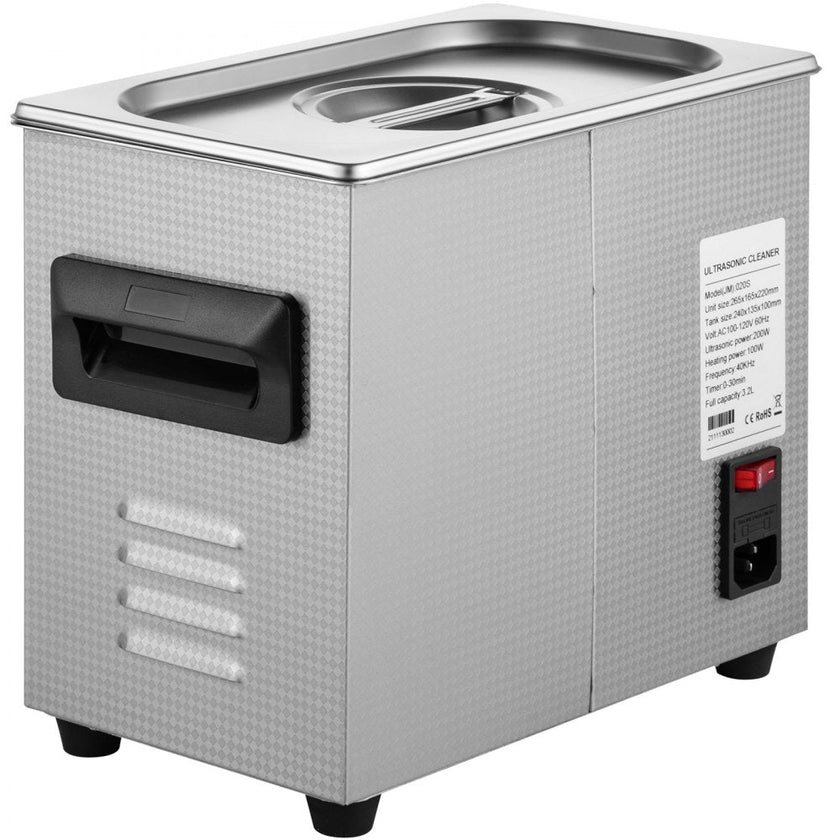 VEVOR Ultrasonic Cleaner 3L Ultrasonic Parts Cleaner 200W 40KHz Stainless Steel Ultrasonic Jewelry Cleaner with Digital Timer Heater for Jewelry Glasses Cleaning