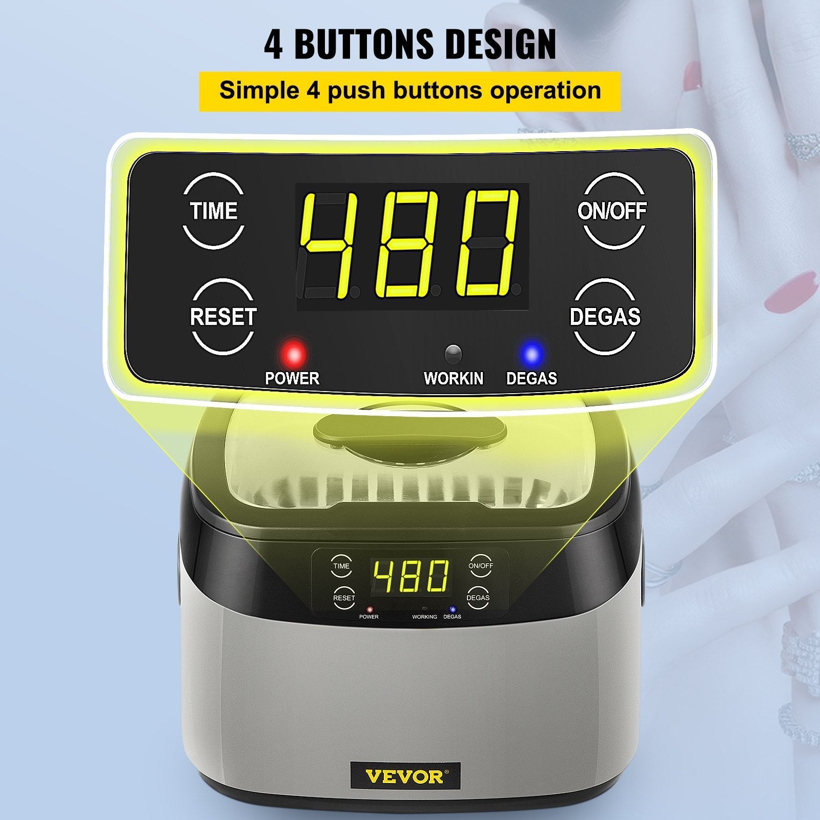 VEVOR Ultrasonic Cleaner Digital Ultrasound Cleaner 1.2L Auto Cleaning Machine