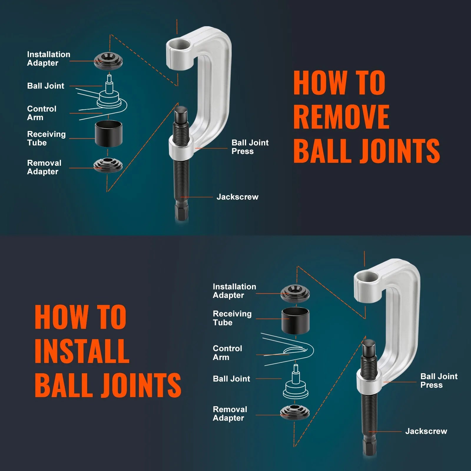 VEVOR Ball Joint Press Kit C-press Ball Joint Tools 23 pcs Automotive Repair Kit