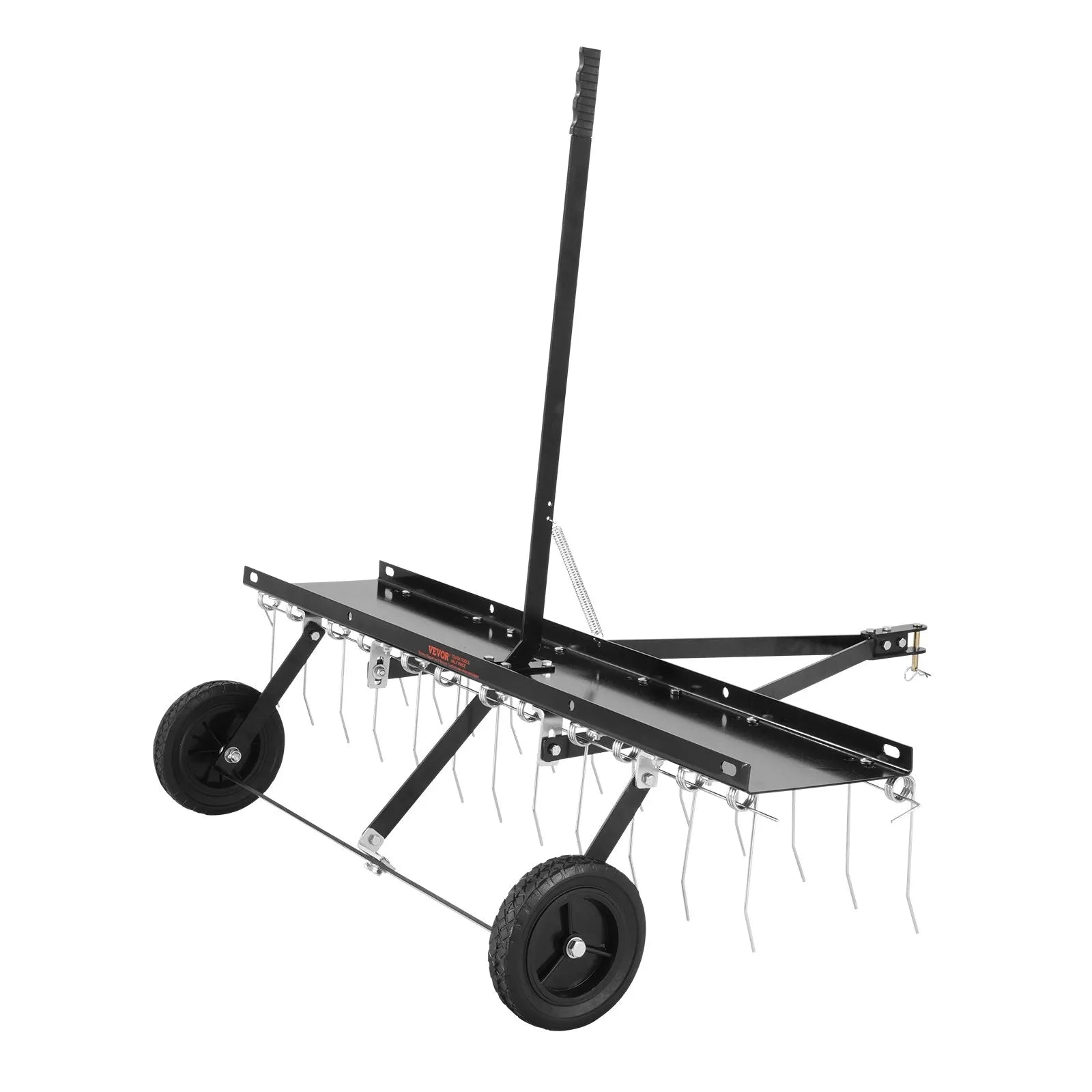 VEVOR Tow Behind Dethatcher, 48-inch Tow Dethatcher with 24 Spring Steel Tines, Lawn Dethatcher Rake for ATV or Mower, Tow Behind Lawn Rake with Lift Handle for Garden Farm Grass