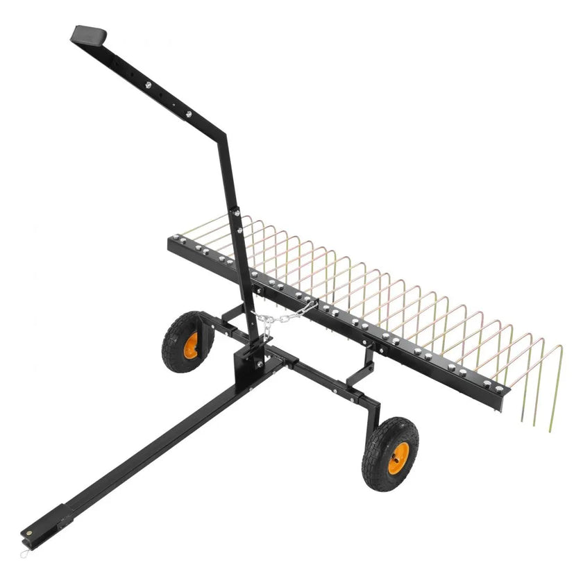 VEVOR Tow Behind Dethatcher, 60-inch Tow Dethatcher with 24 Steel Tines, Lawn Dethatcher Rake for ATV or Mower, Tow Behind Lawn Rake with Lift Handle for Leaves, Pine Needles, and Grass