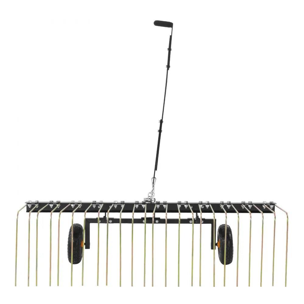 VEVOR Tow Behind Dethatcher, 60-inch Tow Dethatcher with 24 Steel Tines, Lawn Dethatcher Rake for ATV or Mower, Tow Behind Lawn Rake with Lift Handle for Leaves, Pine Needles, and Grass
