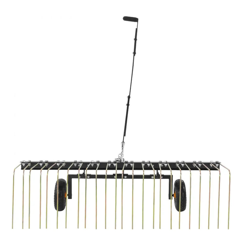 VEVOR Tow Behind Dethatcher, 60-inch Tow Dethatcher with 24 Steel Tines, Lawn Dethatcher Rake for ATV or Mower, Tow Behind Lawn Rake with Lift Handle for Leaves, Pine Needles, and Grass