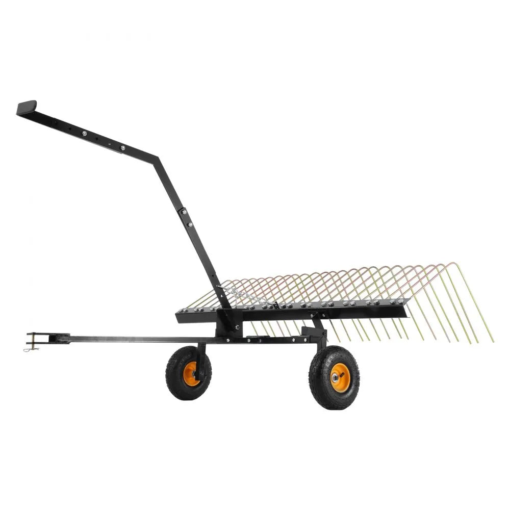 VEVOR Tow Behind Dethatcher, 60-inch Tow Dethatcher with 24 Steel Tines, Lawn Dethatcher Rake for ATV or Mower, Tow Behind Lawn Rake with Lift Handle for Leaves, Pine Needles, and Grass