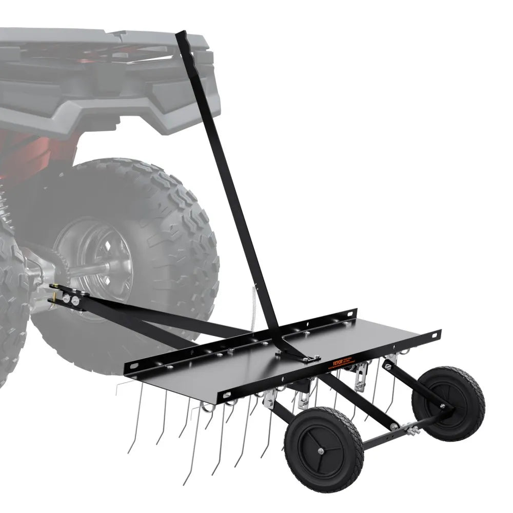 VEVOR Tow Behind Dethatcher, 40-inch Tow Dethatcher with 20 Spring Steel Tines, Lawn Dethatcher Rake for ATV or Mower, Tow Behind Lawn Rake with Lift Handle for Garden Farm Grass
