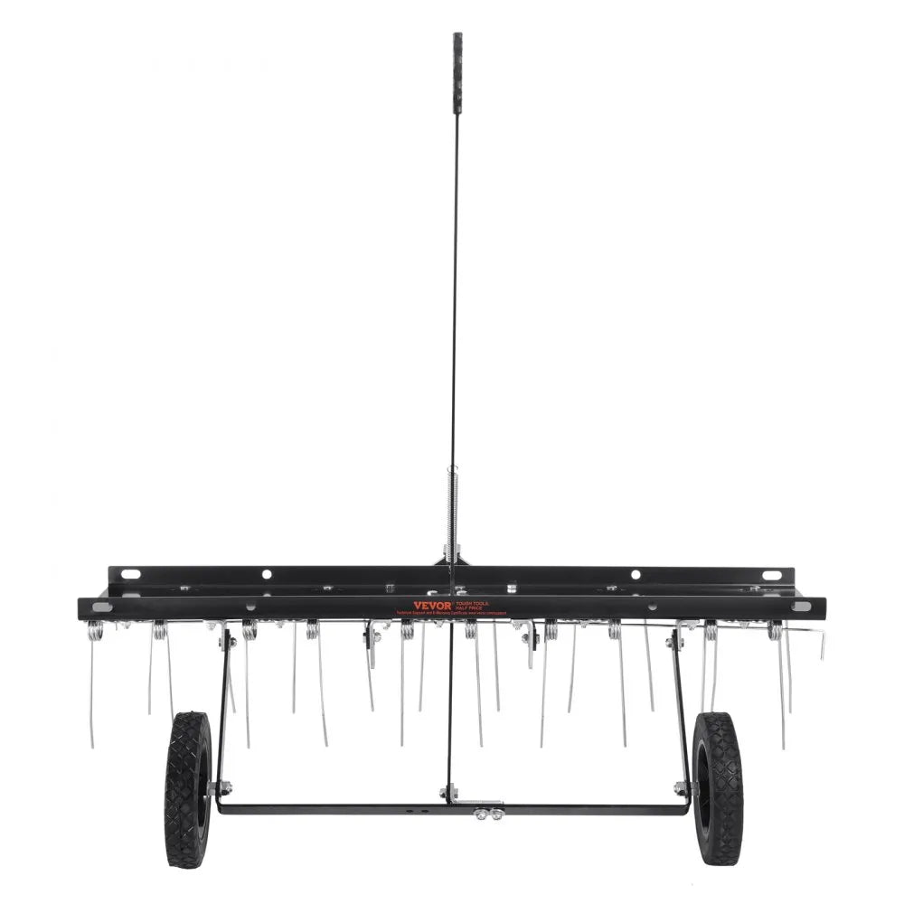 VEVOR Tow Behind Dethatcher, 40-inch Tow Dethatcher with 20 Spring Steel Tines, Lawn Dethatcher Rake for ATV or Mower, Tow Behind Lawn Rake with Lift Handle for Garden Farm Grass