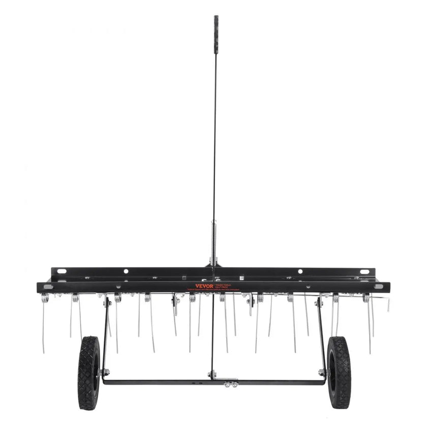 VEVOR Tow Behind Dethatcher, 40-inch Tow Dethatcher with 20 Spring Steel Tines, Lawn Dethatcher Rake for ATV or Mower, Tow Behind Lawn Rake with Lift Handle for Garden Farm Grass