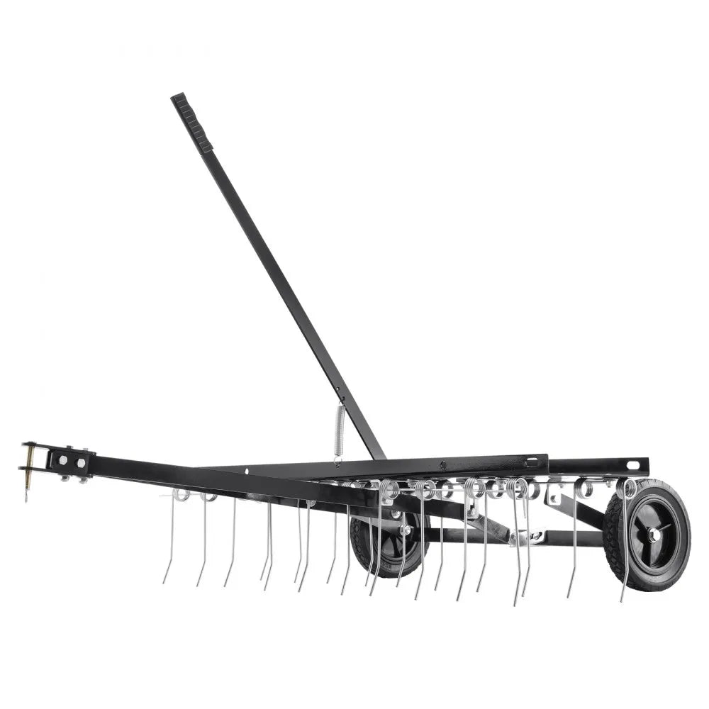 VEVOR Tow Behind Dethatcher, 40-inch Tow Dethatcher with 20 Spring Steel Tines, Lawn Dethatcher Rake for ATV or Mower, Tow Behind Lawn Rake with Lift Handle for Garden Farm Grass