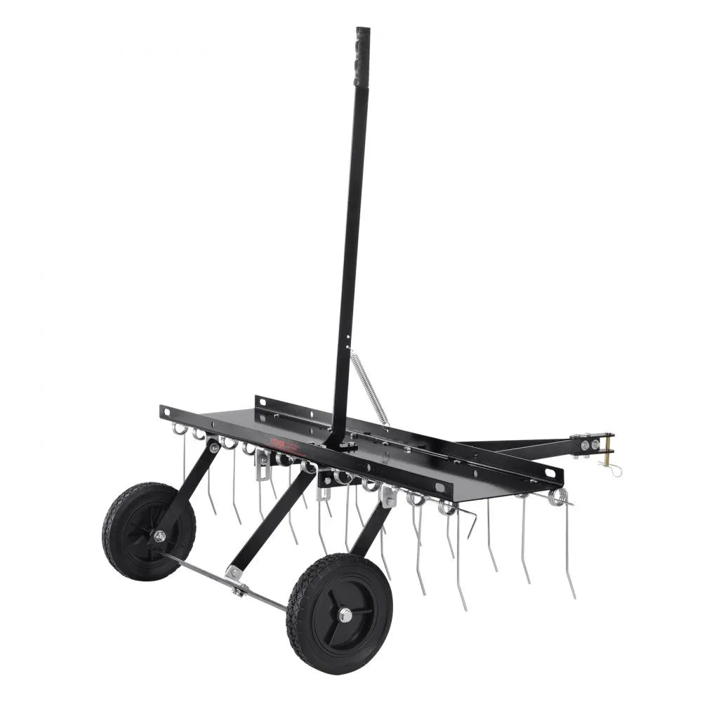 VEVOR Tow Behind Dethatcher, 40-inch Tow Dethatcher with 20 Spring Steel Tines, Lawn Dethatcher Rake for ATV or Mower, Tow Behind Lawn Rake with Lift Handle for Garden Farm Grass