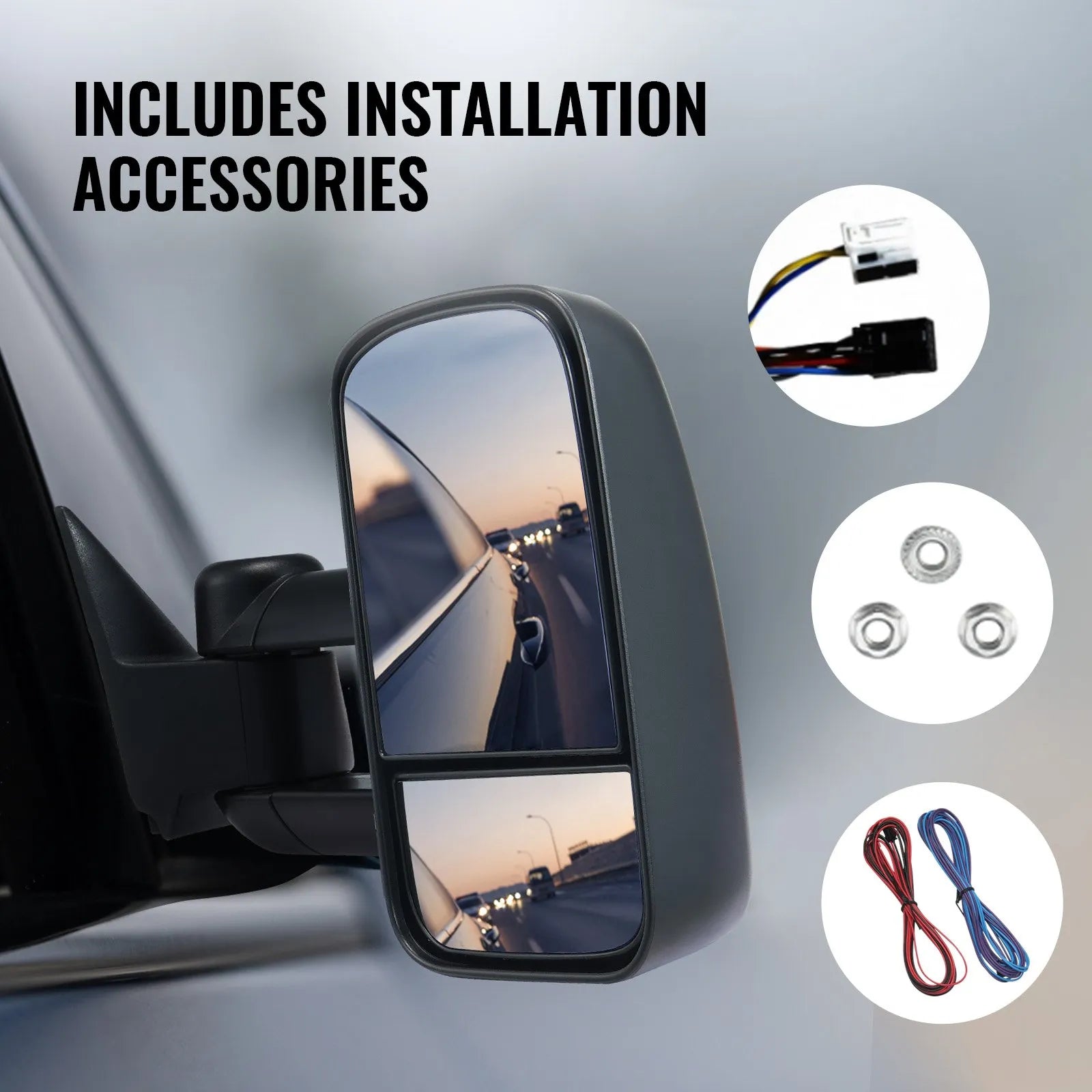 VEVOR Towing Mirrors, Left & Right Pair Set for Chevrolet Silverado (1999-2007)/GMC/Cadillac, Tow Mirror with Plane & Convex Glass, Manual Controlling Telescoping Folding, Four-Way Adjustable, Black