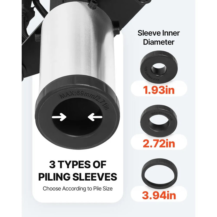 Gas Powered T-Post Driver, 37.7cc 4-Stroke Engine Post Pounder with 3 Sleeves