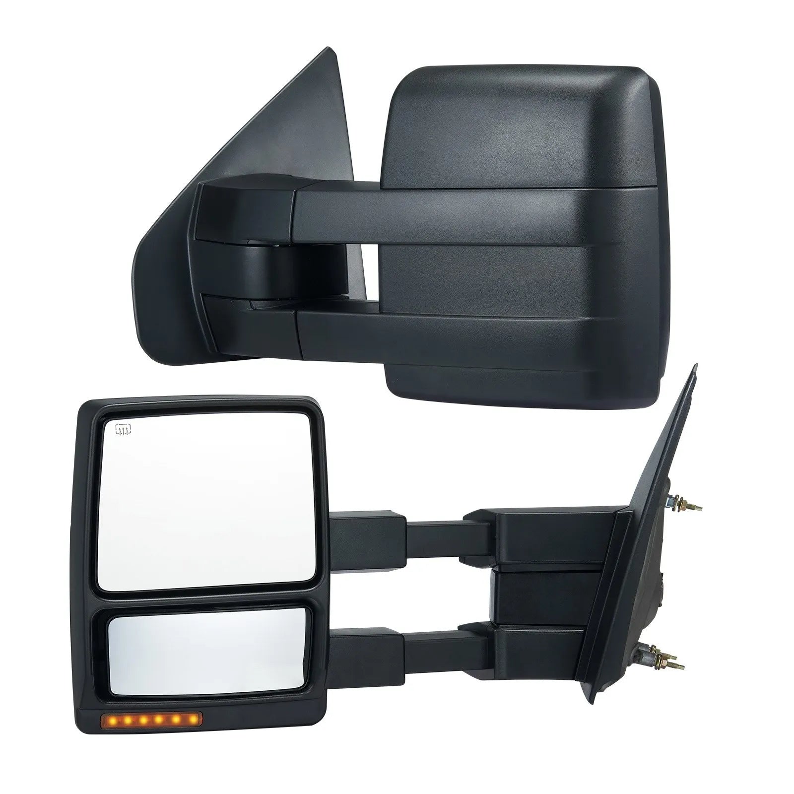 VEVOR Towing Mirrors, Left & Right Pair Set for 2004-2014 Ford F150, Power Heated with Signal Light & Puddle Light, Plane & Convex Glass, Manual Controlling Telescoping Folding, Heating Defrost, Black