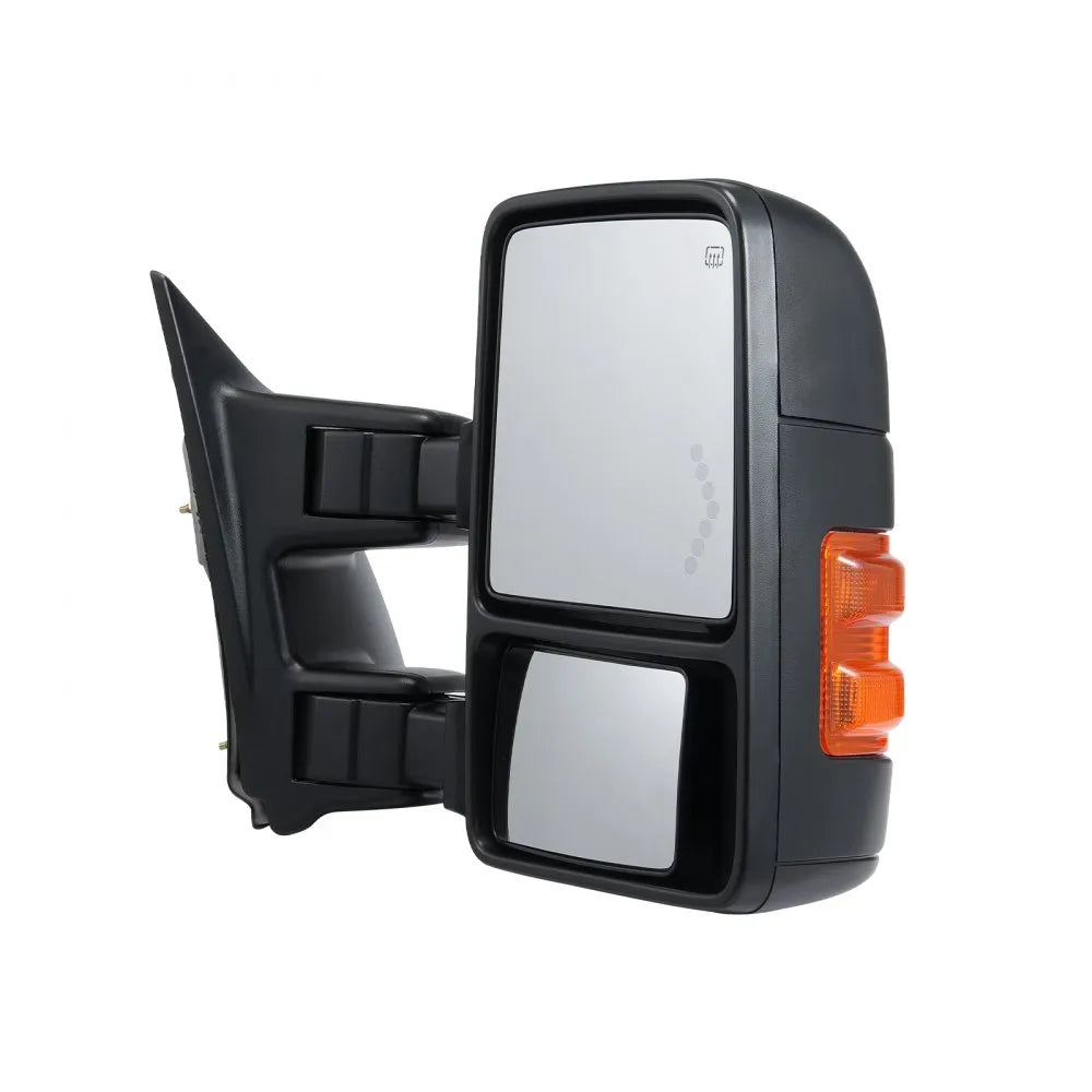 VEVOR Towing Mirrors, Left & Right Pair Set for 1999-2007 Ford F250 F350 F450 F550, Power Heated with Signal Light, Plane & Convex Glass, Manual Controlling Telescoping Folding, Heating Defrost, Black
