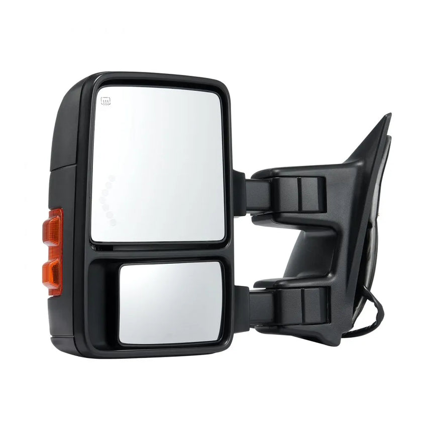 VEVOR Towing Mirrors, Left & Right Pair Set for 1999-2007 Ford F250 F350 F450 F550, Power Heated with Signal Light, Plane & Convex Glass, Manual Controlling Telescoping Folding, Heating Defrost, Black
