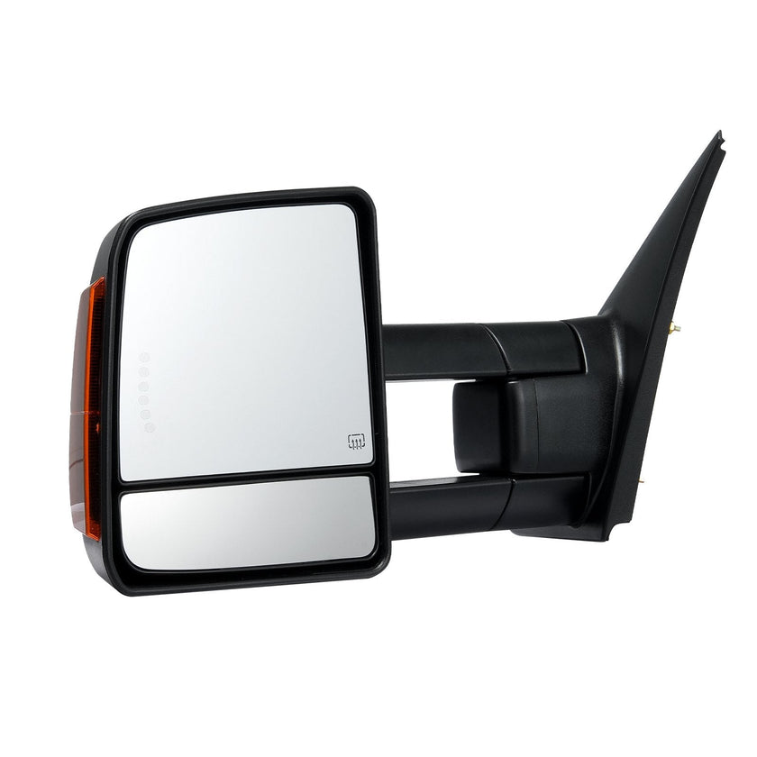 VEVOR Towing Mirrors, Left & Right Pair Set for 2007-2016 Toyota Tundra, Power Heated Tow Mirror with Signal Light, Plane & Convex Glass, Manual Controlling Telescoping Folding, Heating Defrost, Black